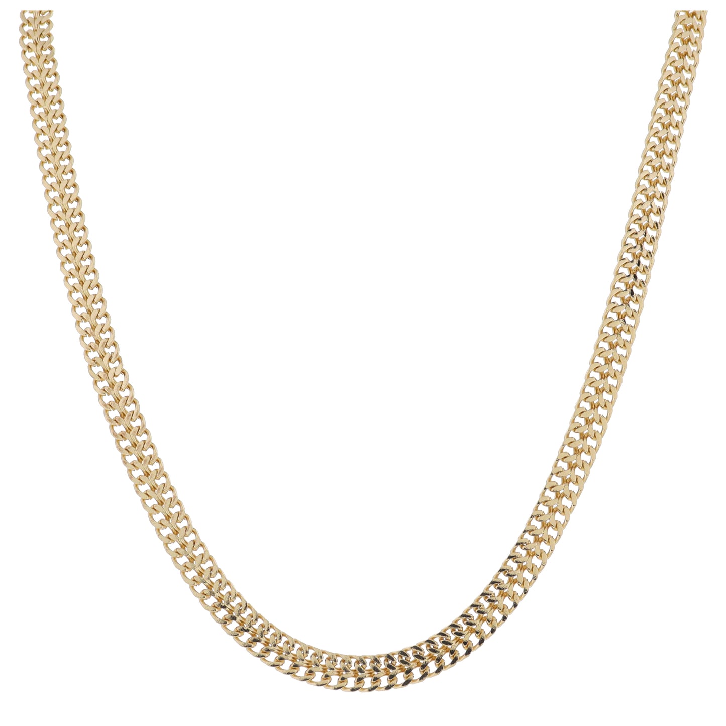 16" Gold Braided Curb Chain Necklace, 3" Ext