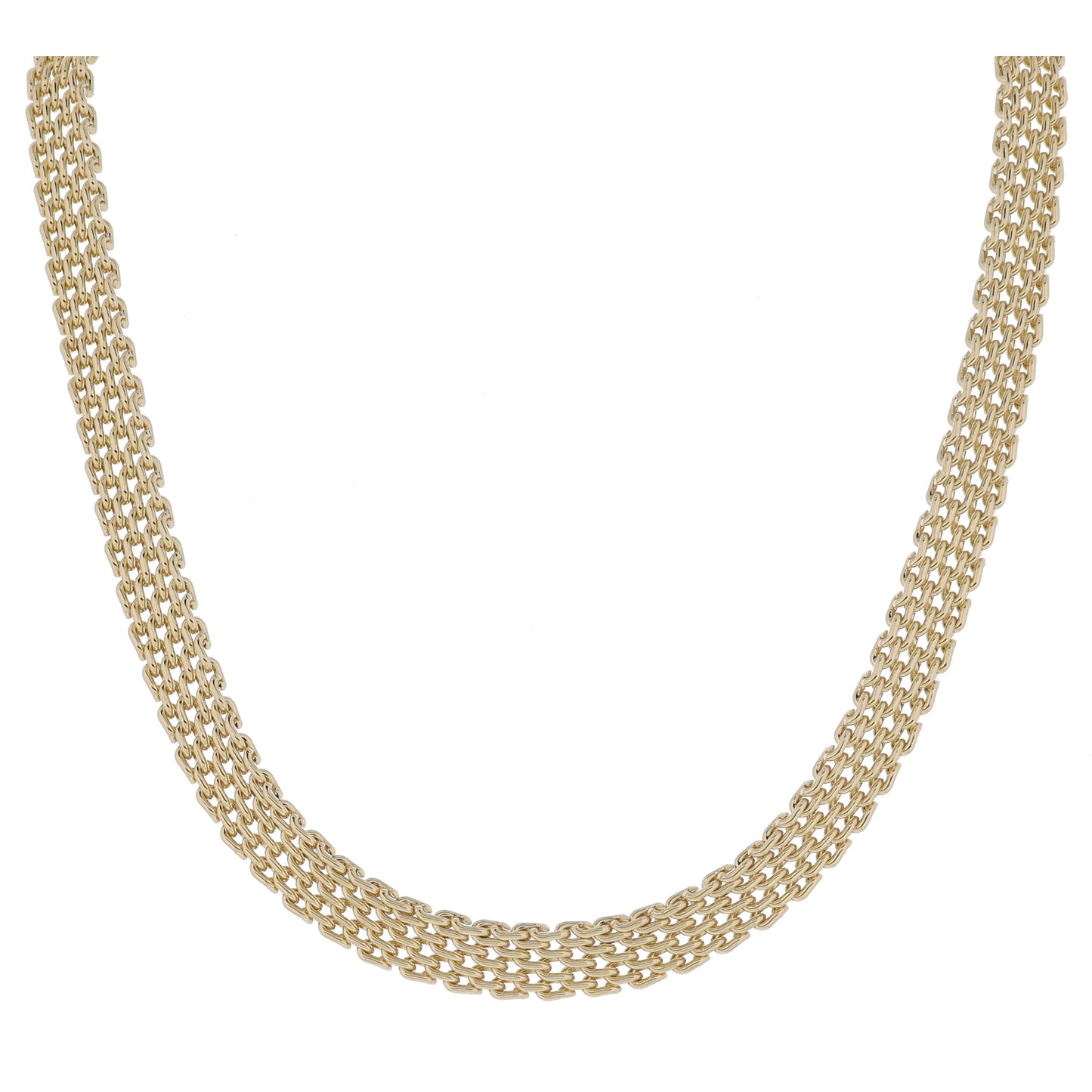 16" Gold Mesh Band Chain Necklace, 3" Ext