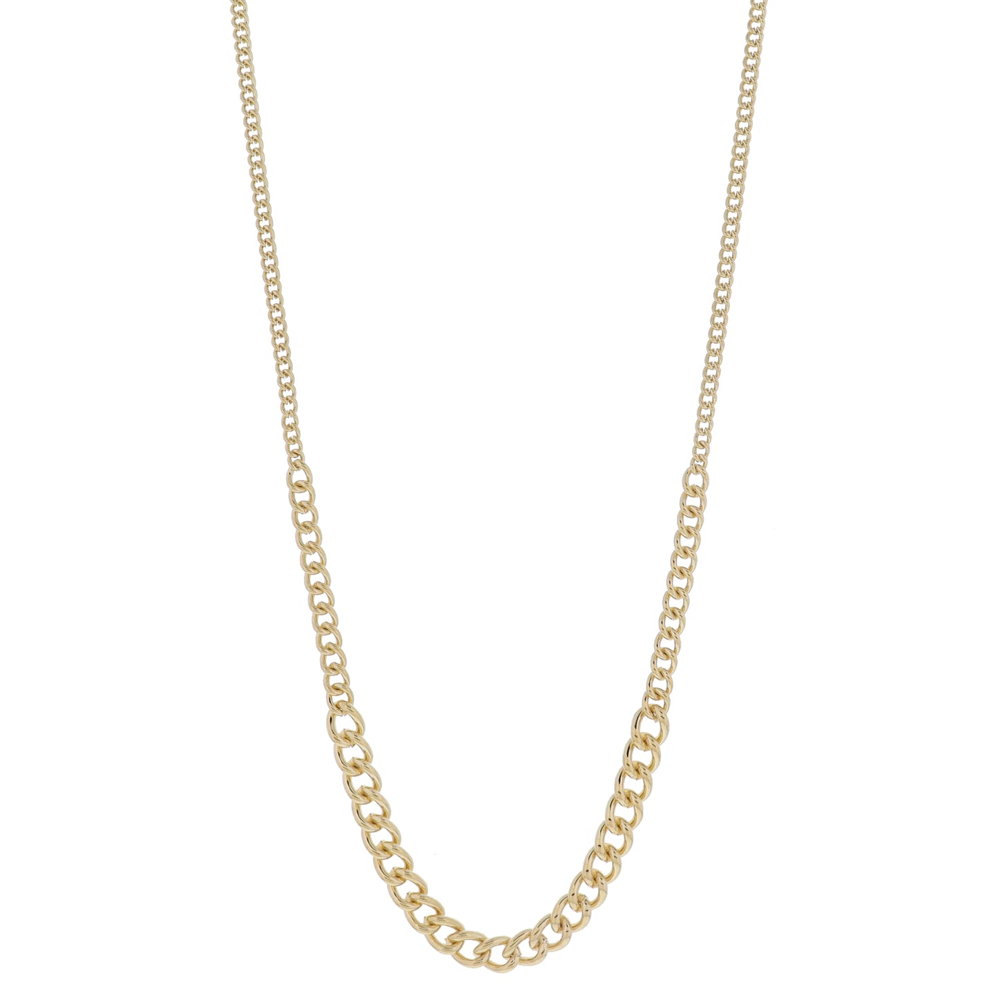 30" Multi Size Curb Chain Portions Necklace, 3" Ext