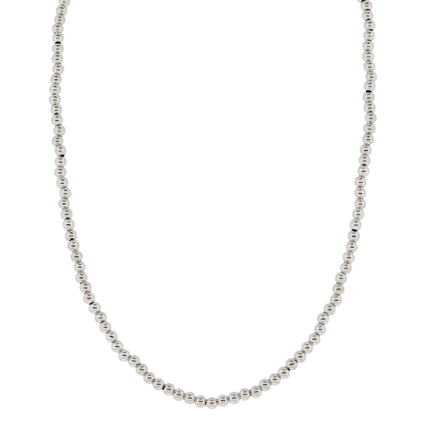 My Golden Chain! 18K White Gold Plated Medium Ball Beaded Strand Necklace