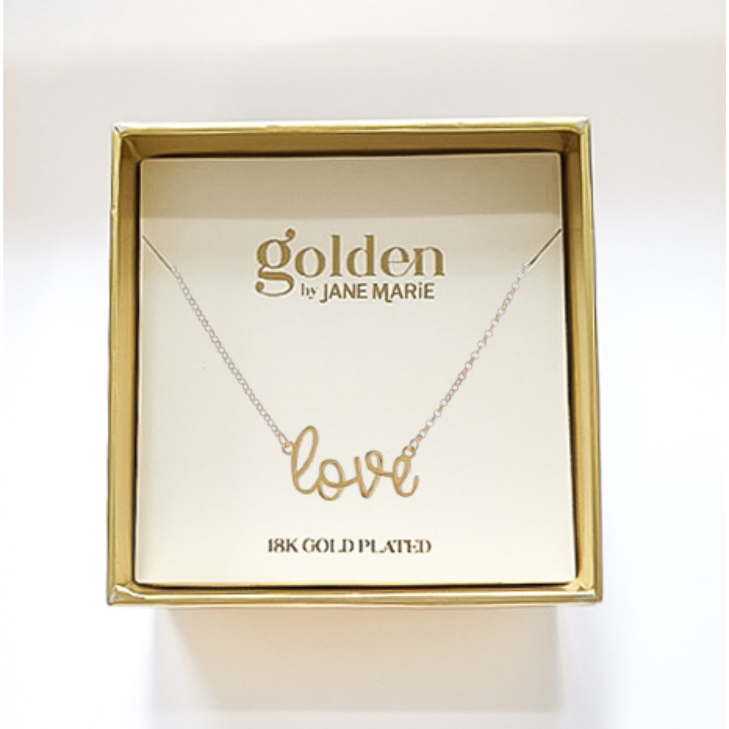 16" 18K Gold Plated Rolo Chain Necklace with Cursive "Love"