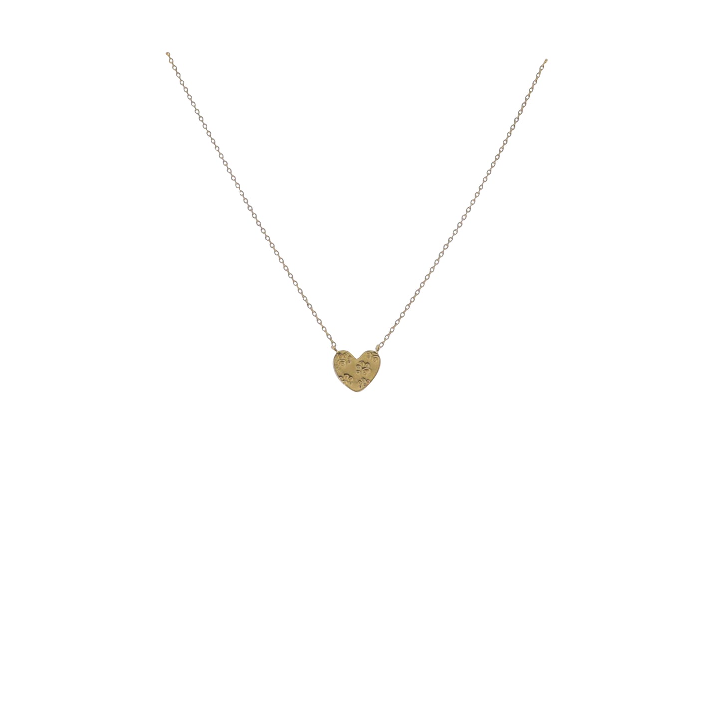 17" 18K Gold Plated Paperclip Chain Necklace with Heart with Paw Prints Pendant