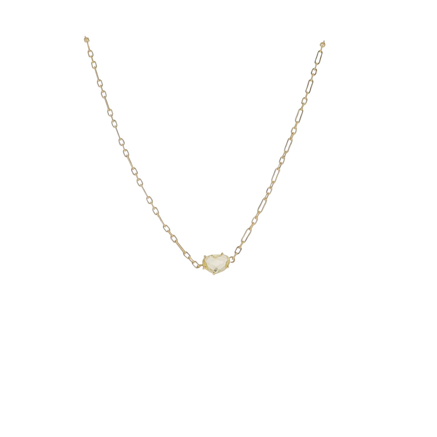 16" 18K Gold Plated Link Paperclip Chain Necklace with "November" Topaz Stone Pendant