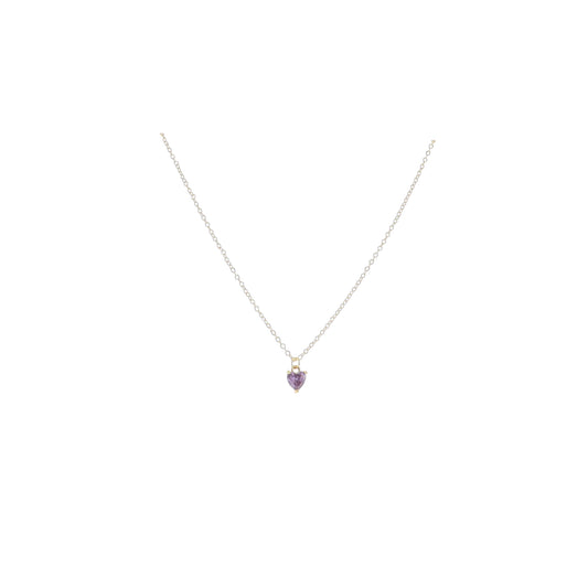 Kids 16" 18K Gold Plated Cable ChainNecklace with "February" Heart Pendant