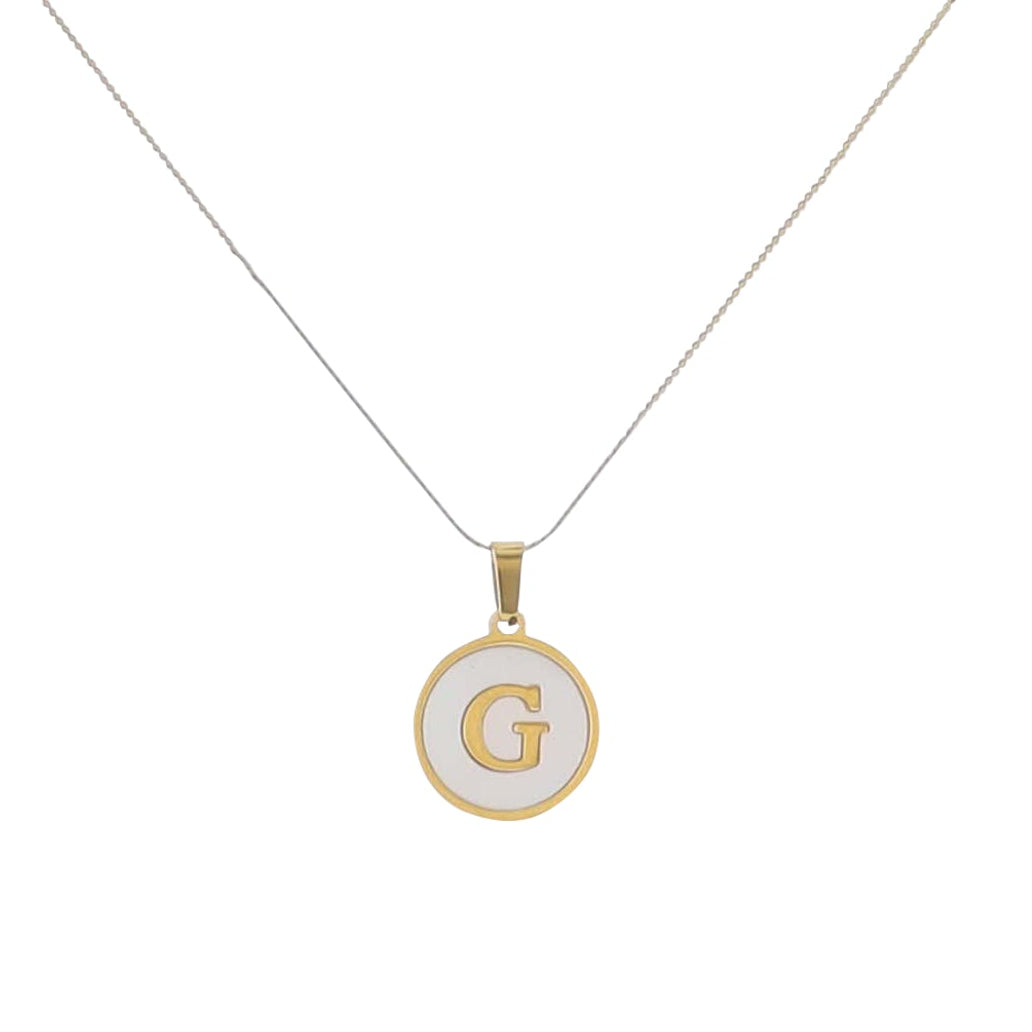 15" 18K Gold Plated Fine Rope Chain Necklace with Initial "G" Pearl Circle