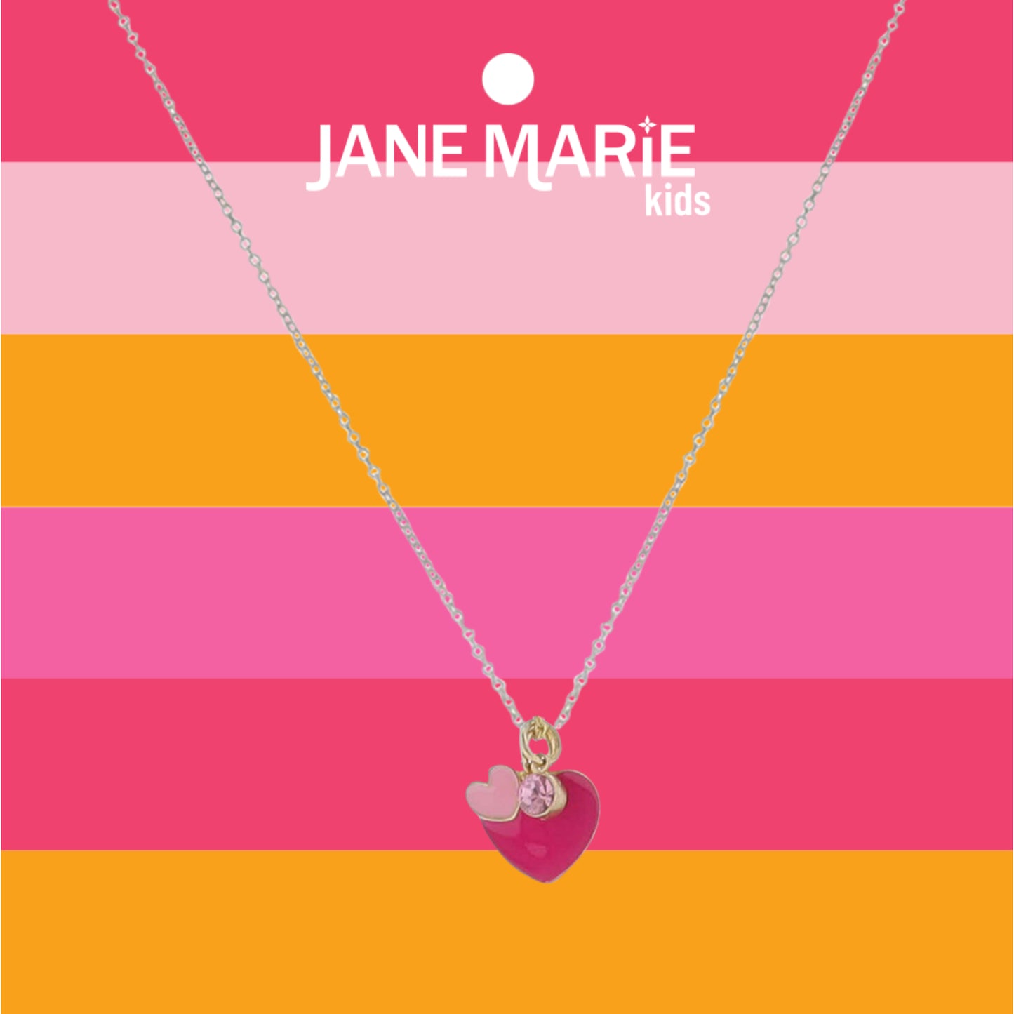 Kids 14" Gold Cable Chain Necklace with Pink Enamel Hearts