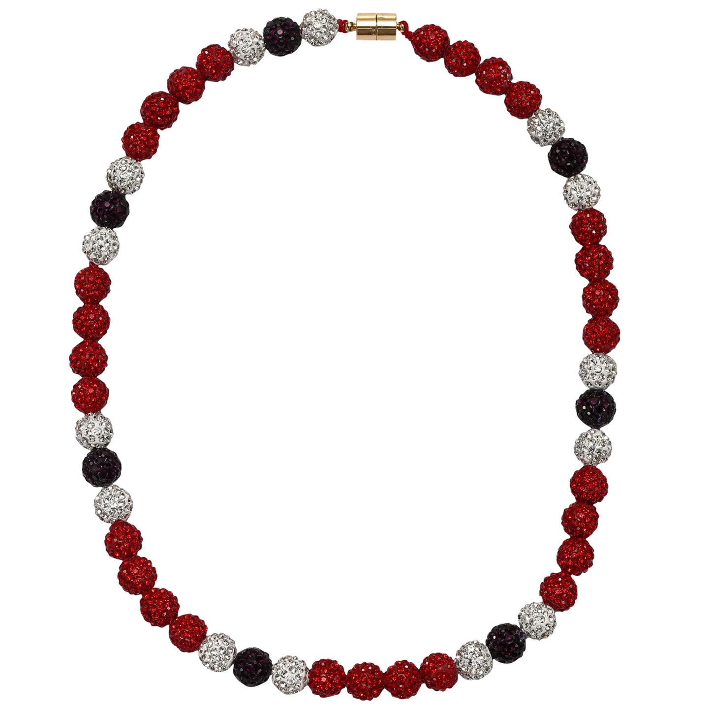 Kids Red, Black, White Bling Disco Ball Beaded Necklace