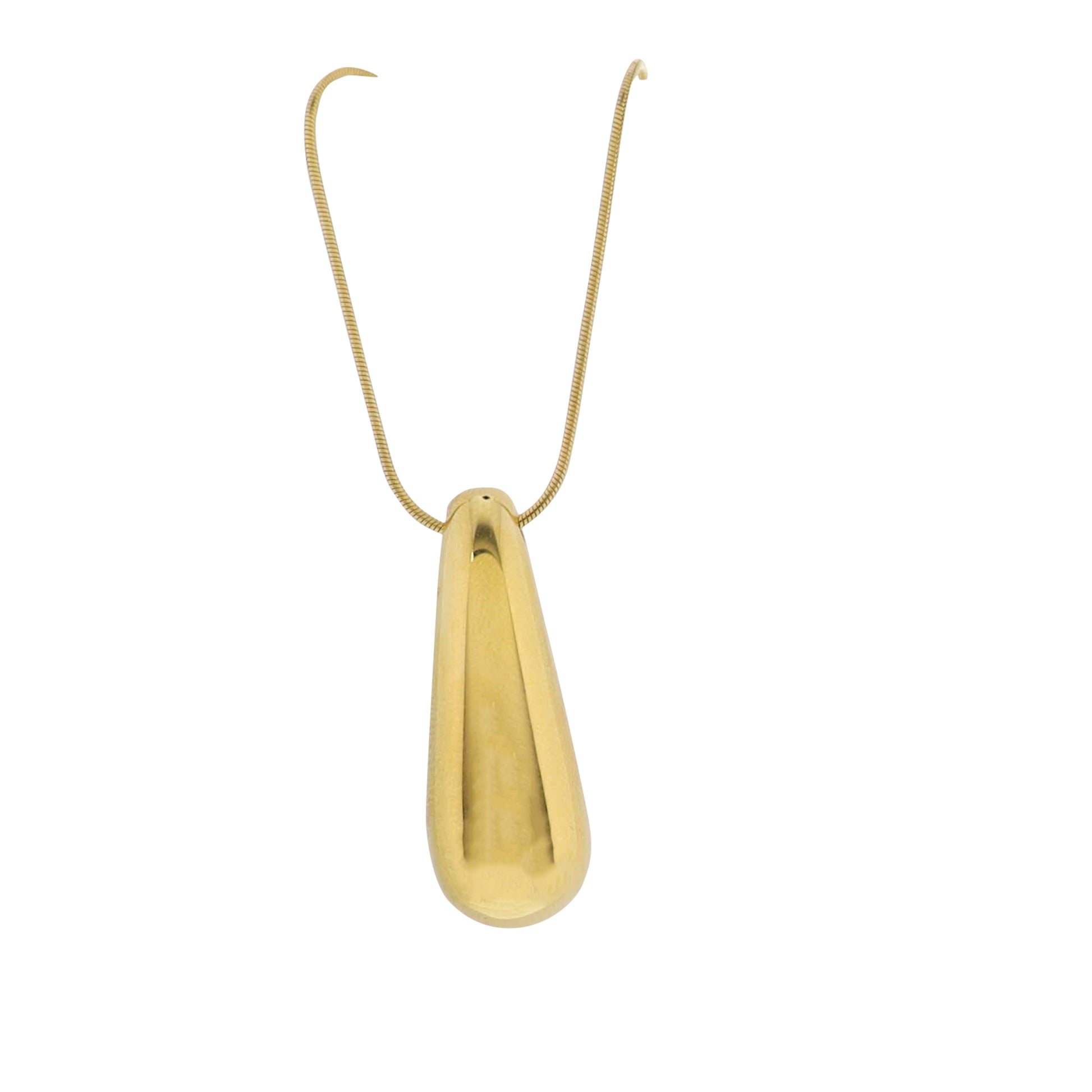 18K Gold Plated Snake Chain Necklace with Gold Elongated Teardrop