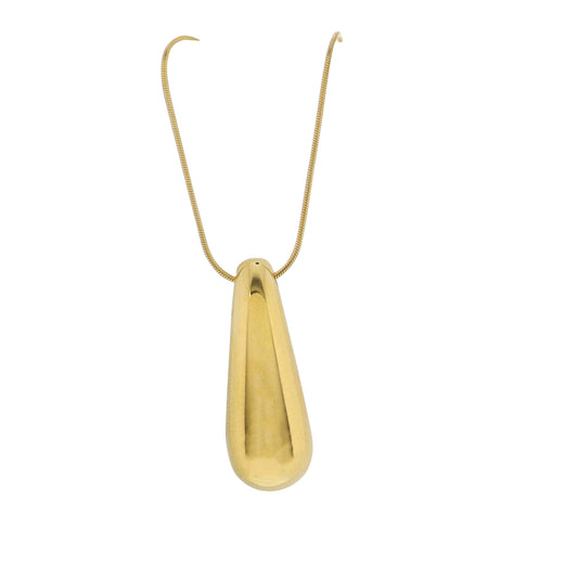 18K Gold Plated Snake Chain Necklace with Gold Elongated Teardrop