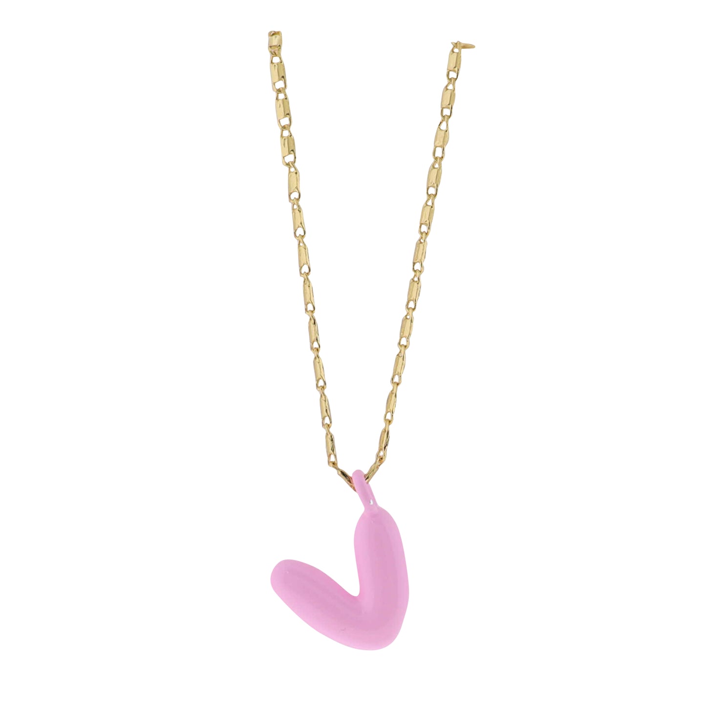 Kids 18K Gold Plated Chain Necklace with Pink "V"