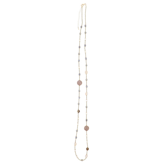 Gold, Natural Stone, Faceted & Seed Beaded Necklace