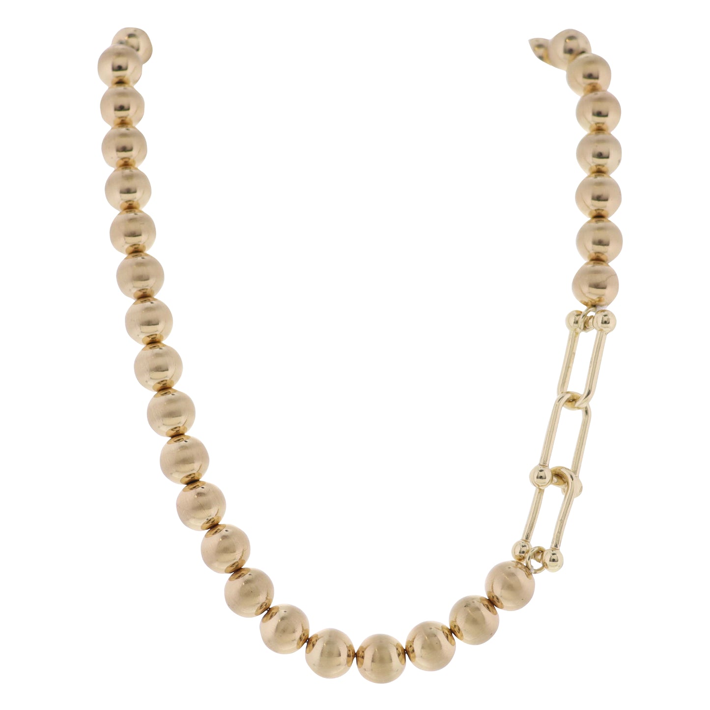 Gold Beaded Necklace with Link Accents