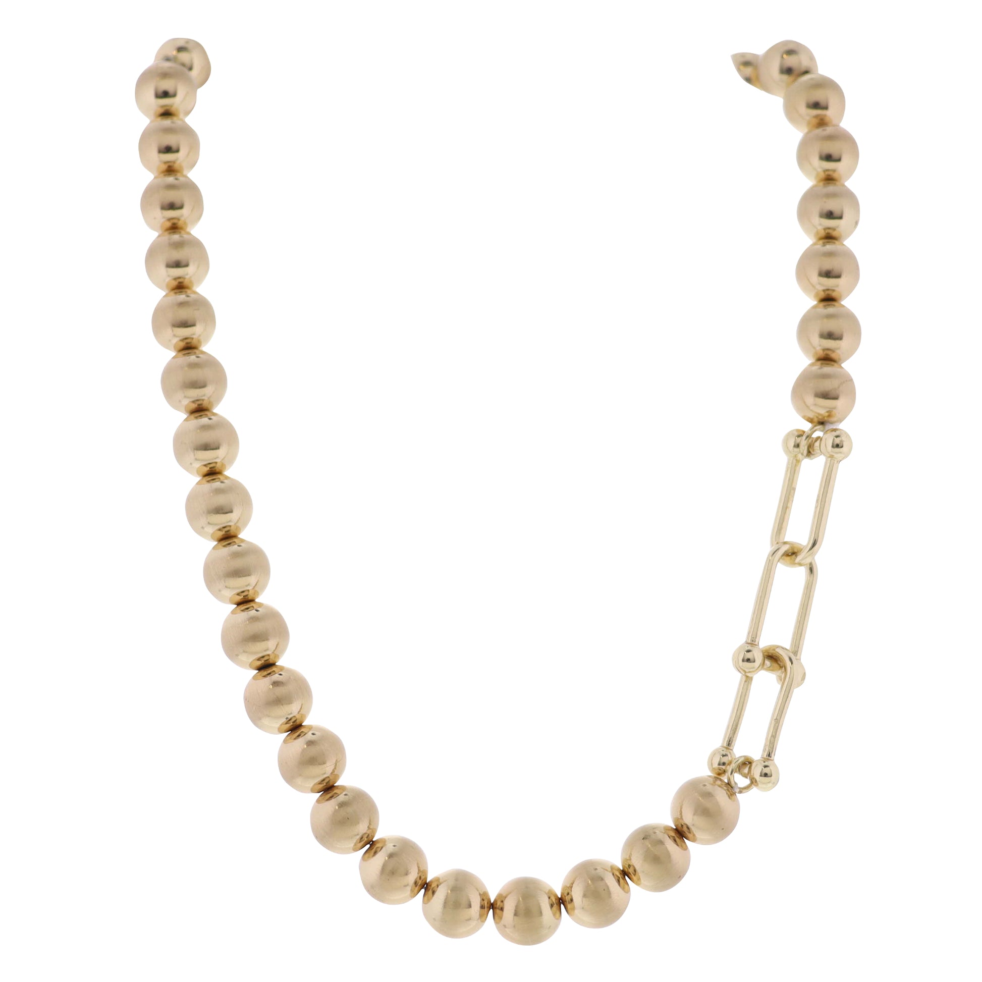 Gold Beaded Necklace with Link Accents