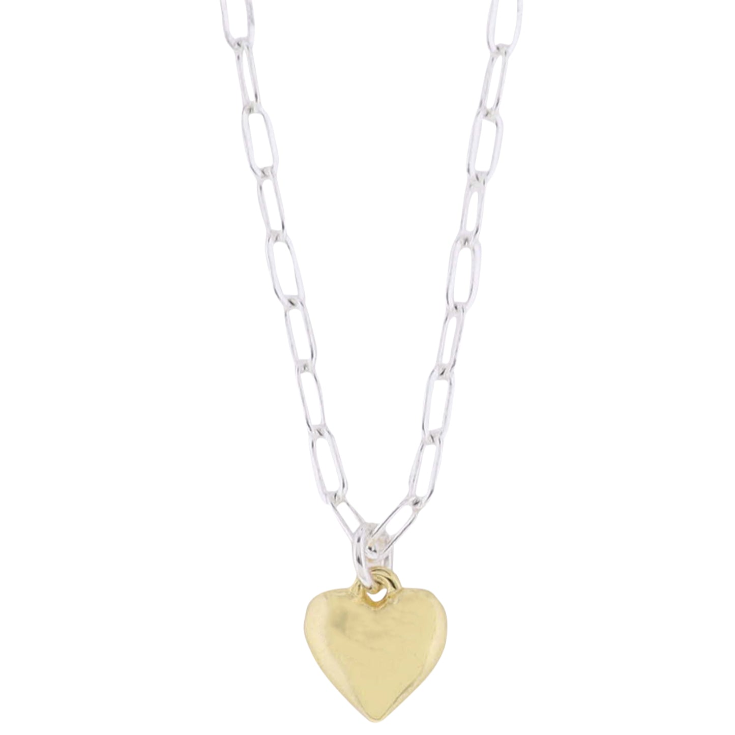18K Gold Plated Silver Chain Necklace with Gold Heart