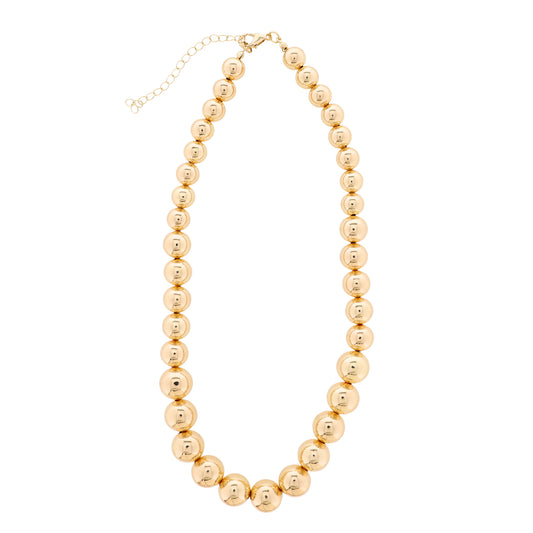 18K Gold Plated Multi Size Ball Gold Beaded Chain Necklace