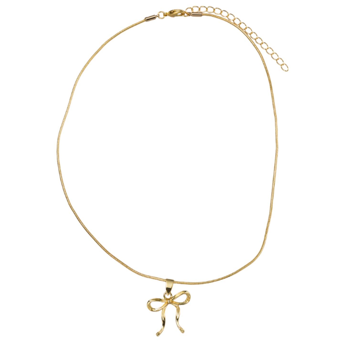 18K Gold Plated Gold Rope Chain Necklace with Gold Bow