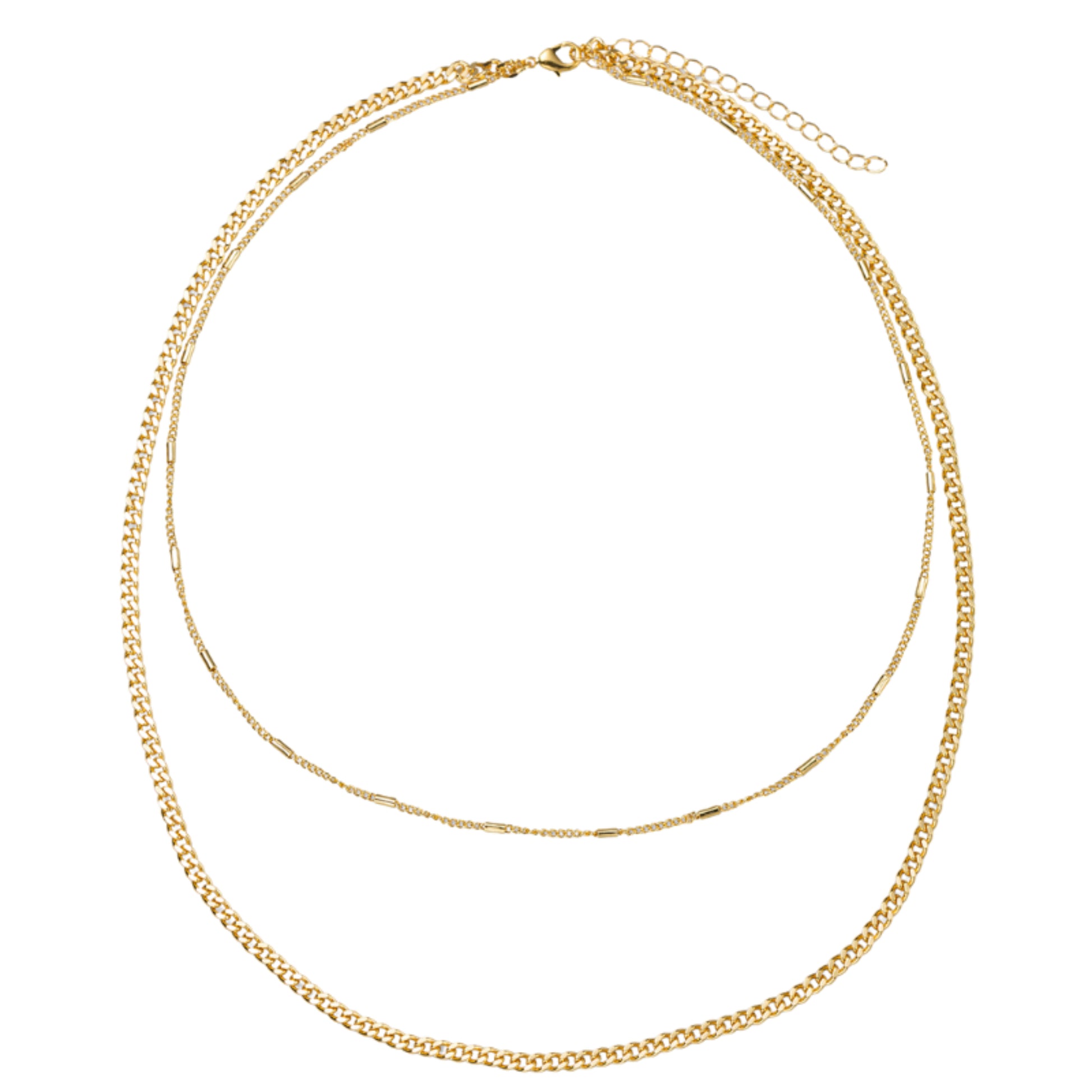 18K Gold Plated Gold Chain 2 Layer Necklace