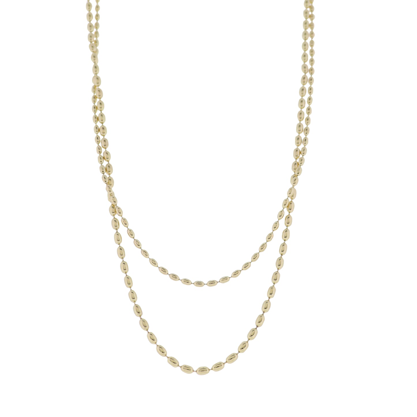 Gold 2 Layer Oval Ball Chain Necklace