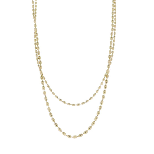 Gold 2 Layer Oval Ball Chain Necklace