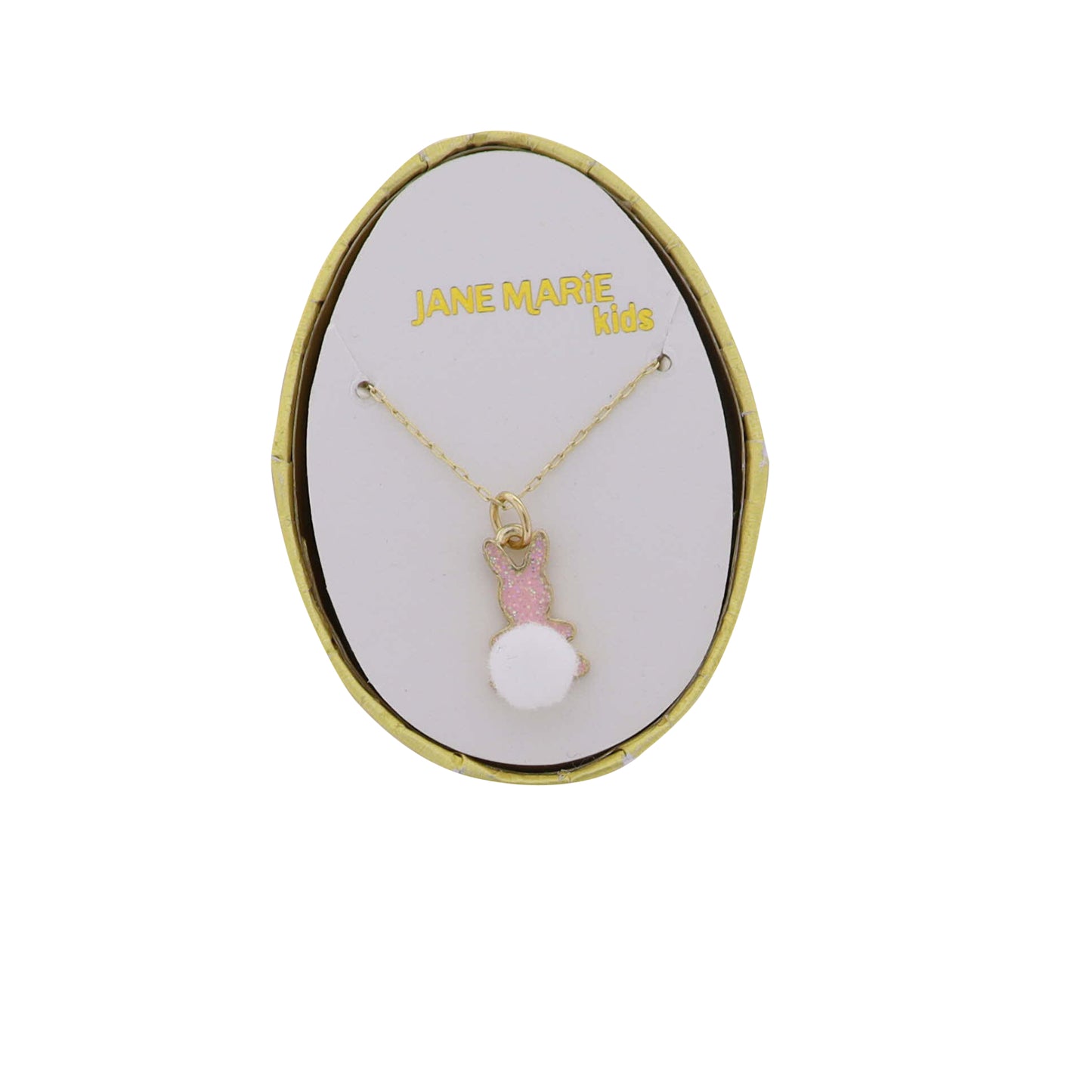 Kids Pom Tail Bunny on Gold Cable Chain Necklace