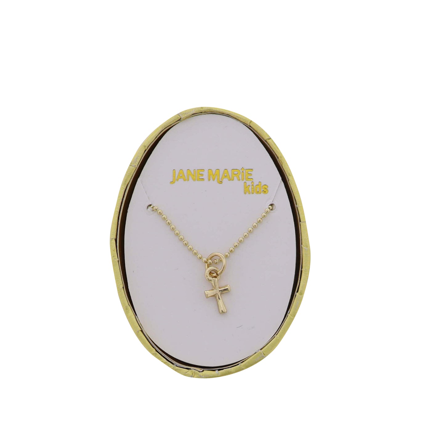 Kids Gold Cross on Gold Ball Chain Necklace