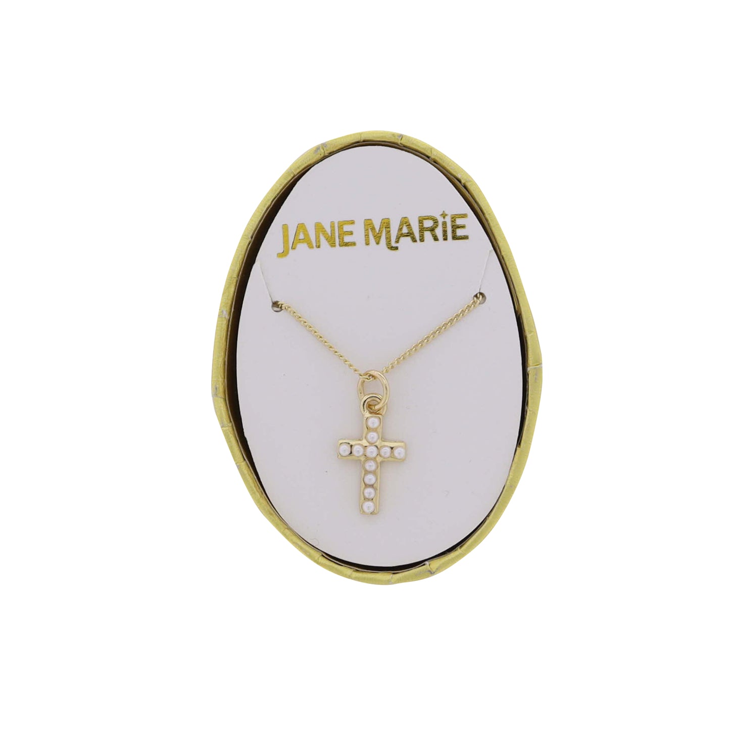 Pearl Cross on Gold Satellite Chain Necklace
