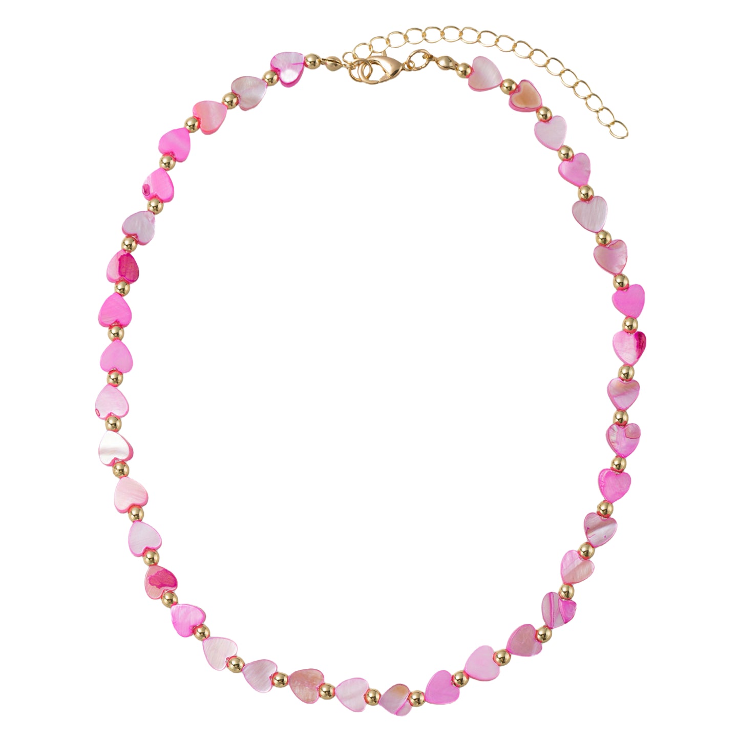 Kids Pink Heart Beaded Necklace