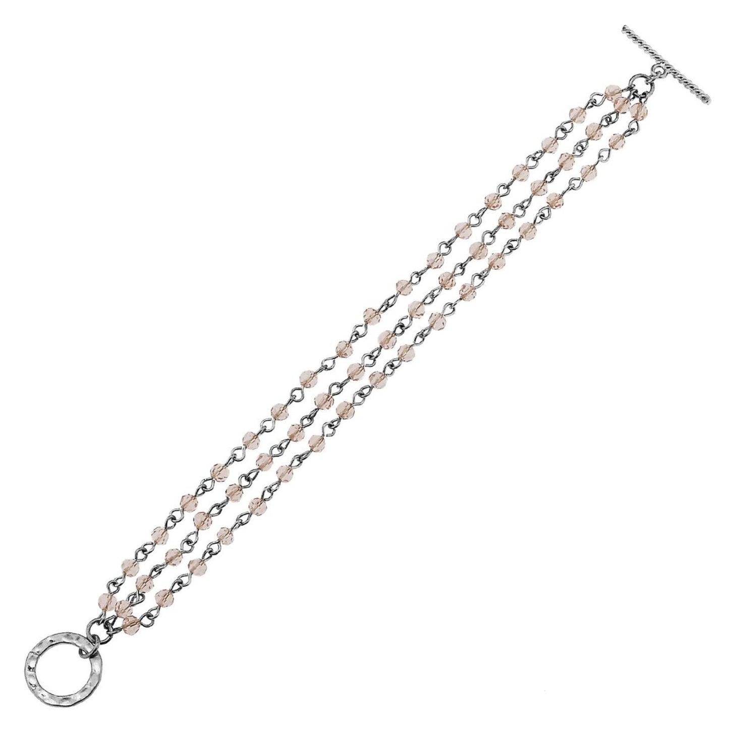 Antique Silver Linked Rose Toggle Bracelet