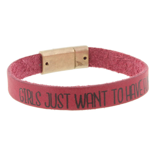 Strawberry Leather "Girls Just Want to Have Fun" Bracelet
