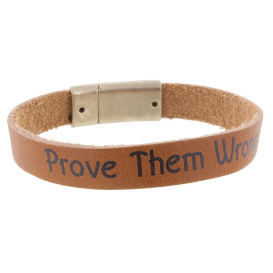 Tan Leather "Prove Them Wrong" Bracelet