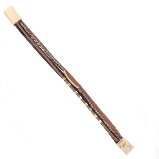 Multi Strand Brown & Dark Brown Reptile Magnetic Bracelet