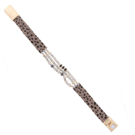 Grey Cheetah Multi Strand Grey Magnetic Bracelet