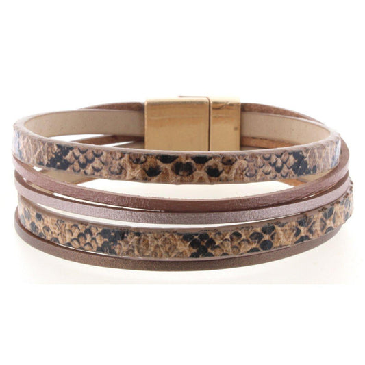 Brown Snakeskin Multi Strand Magnetic Bracelet