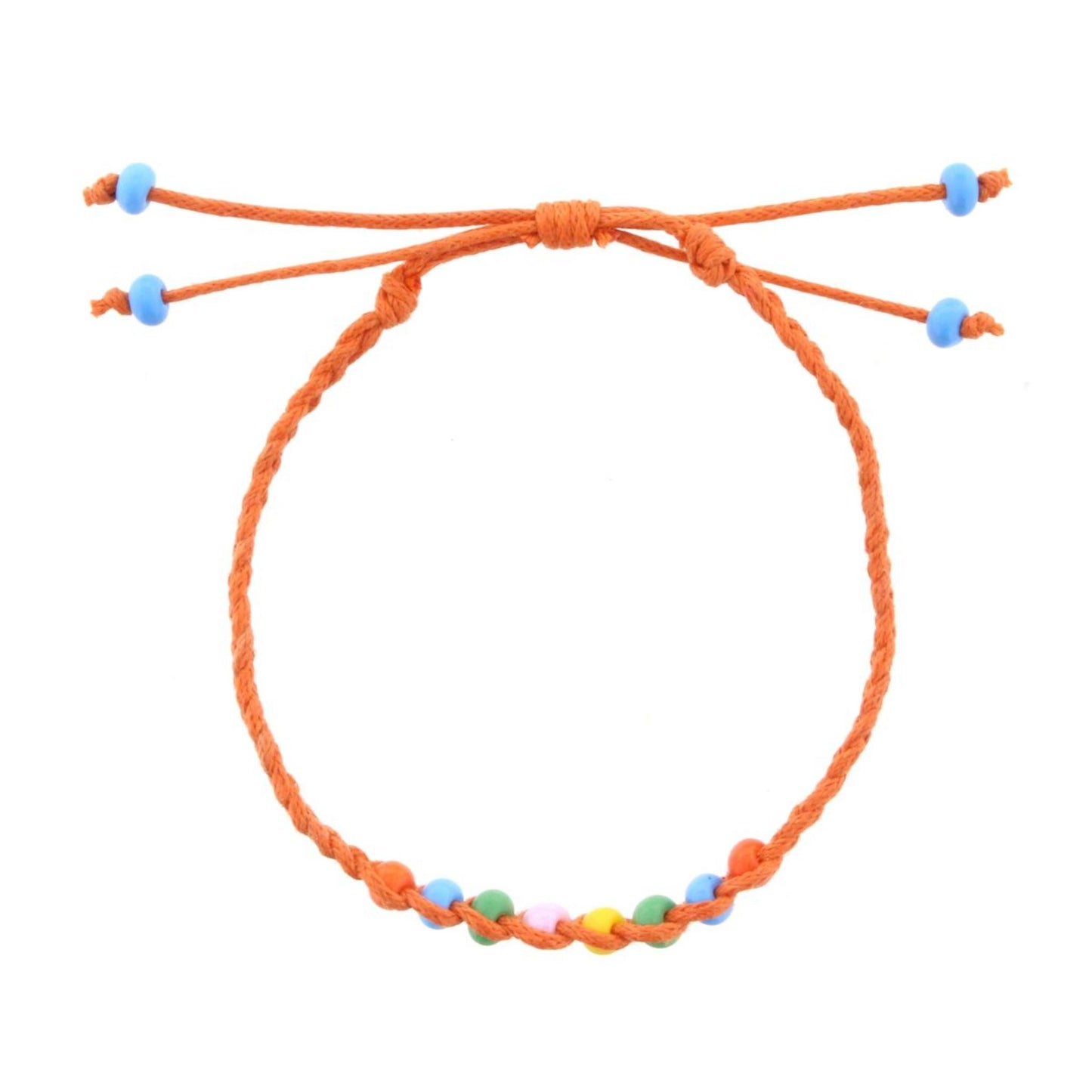 Kids Orange Braided Bracelet with Multi Beads Adj. Bracelet