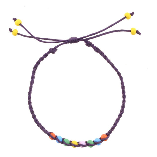Kids Purple Braided Bracelet with Multi Beads Adj. Bracelet