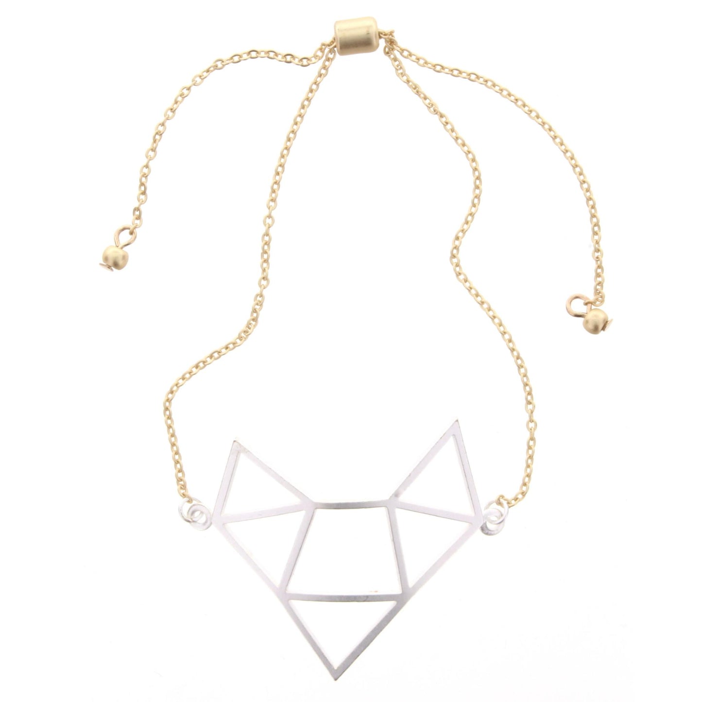 Adjustable Gold Chain Bracelet with Silver Open Arrow and Triangle Cluster