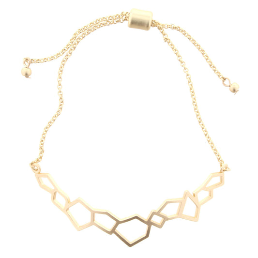 Adjustable Gold Chain Bracelet with Gold Open Pentagon Cluster