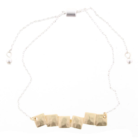 Adjustable Silver Chain with Gold Square Cluster