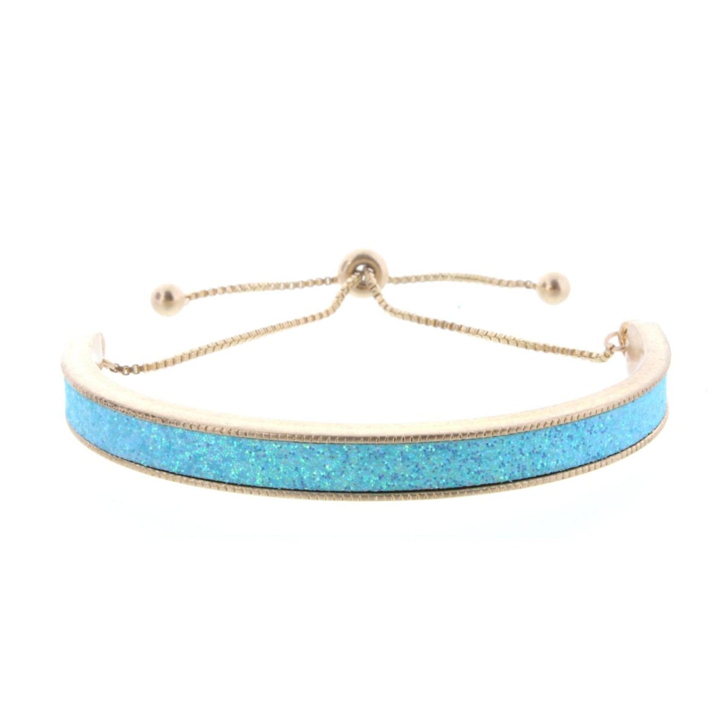 Kids Sky Blue Glitter Inlay Adjustable Cuff with Inside Engrave "Believe"