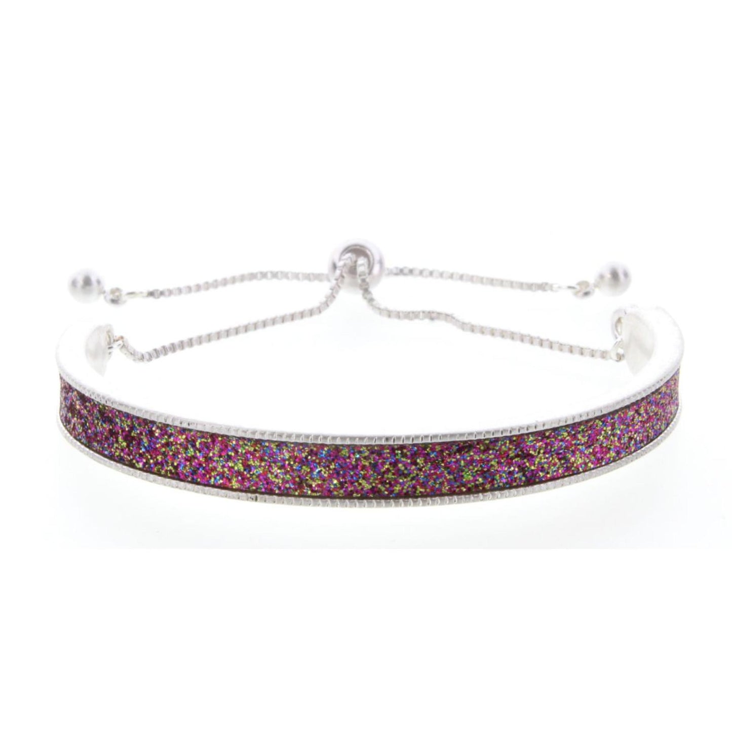 Kids Multi Glitter Inlay Adjustable Cuff with Inside Engrave "Magical"