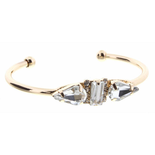 Clear Rectangle Crystal Embelished with Teardrop Crystals Cuff Bracelet