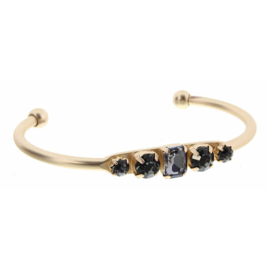 Smoke Rectangle and Circle Crystals Cuff Bracelet