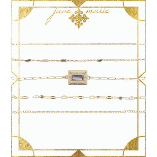 5 Layer with Light Amethyst Stone Encased in Gold Plate Bracelet