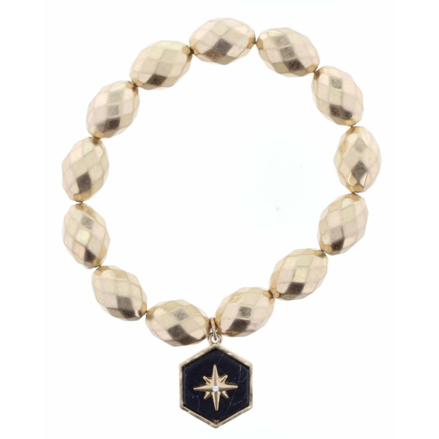 Jet Howlite Stone with Gold Starburst Bracelet