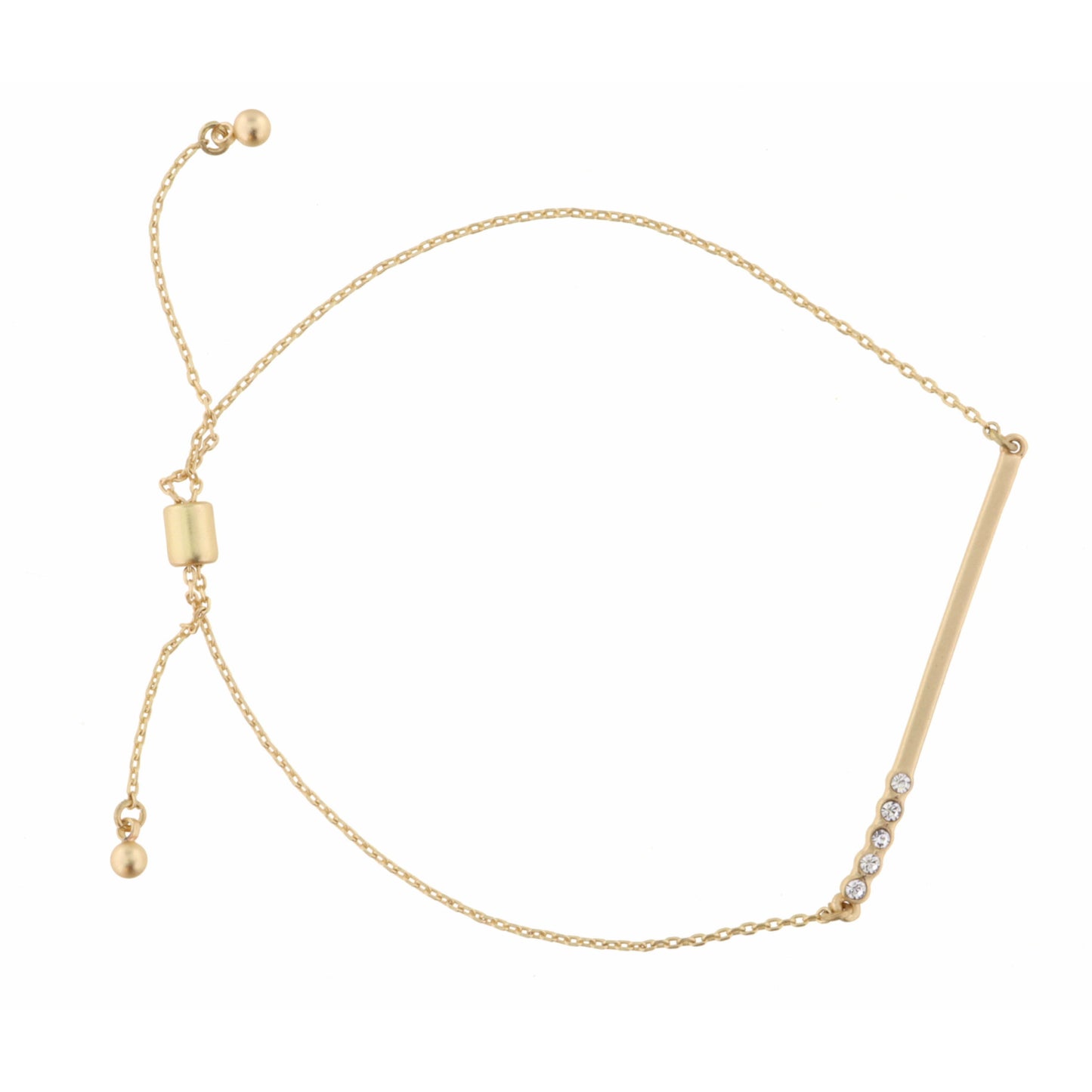 Bar with Four Clear Crystals on Gold Chain Bracelet