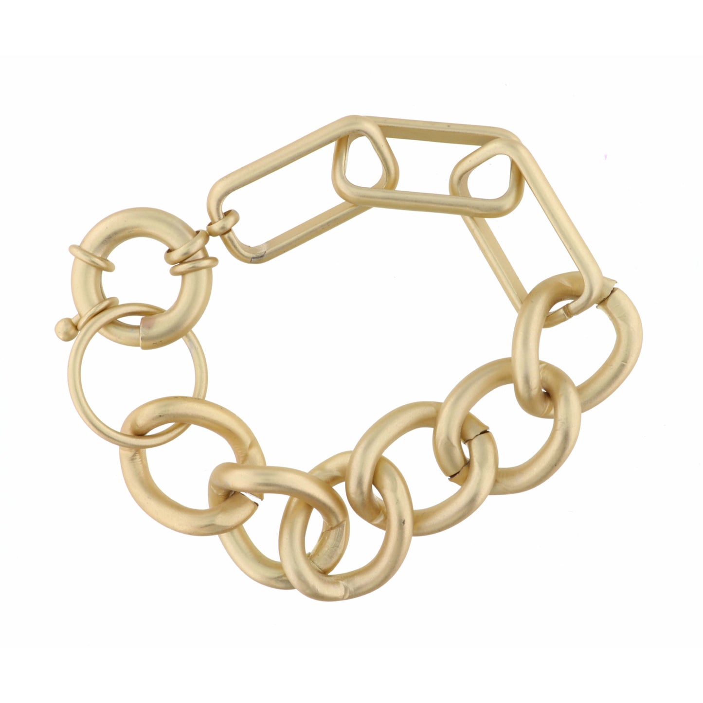 Matte Gold Rolo and Link Chain Bracelet