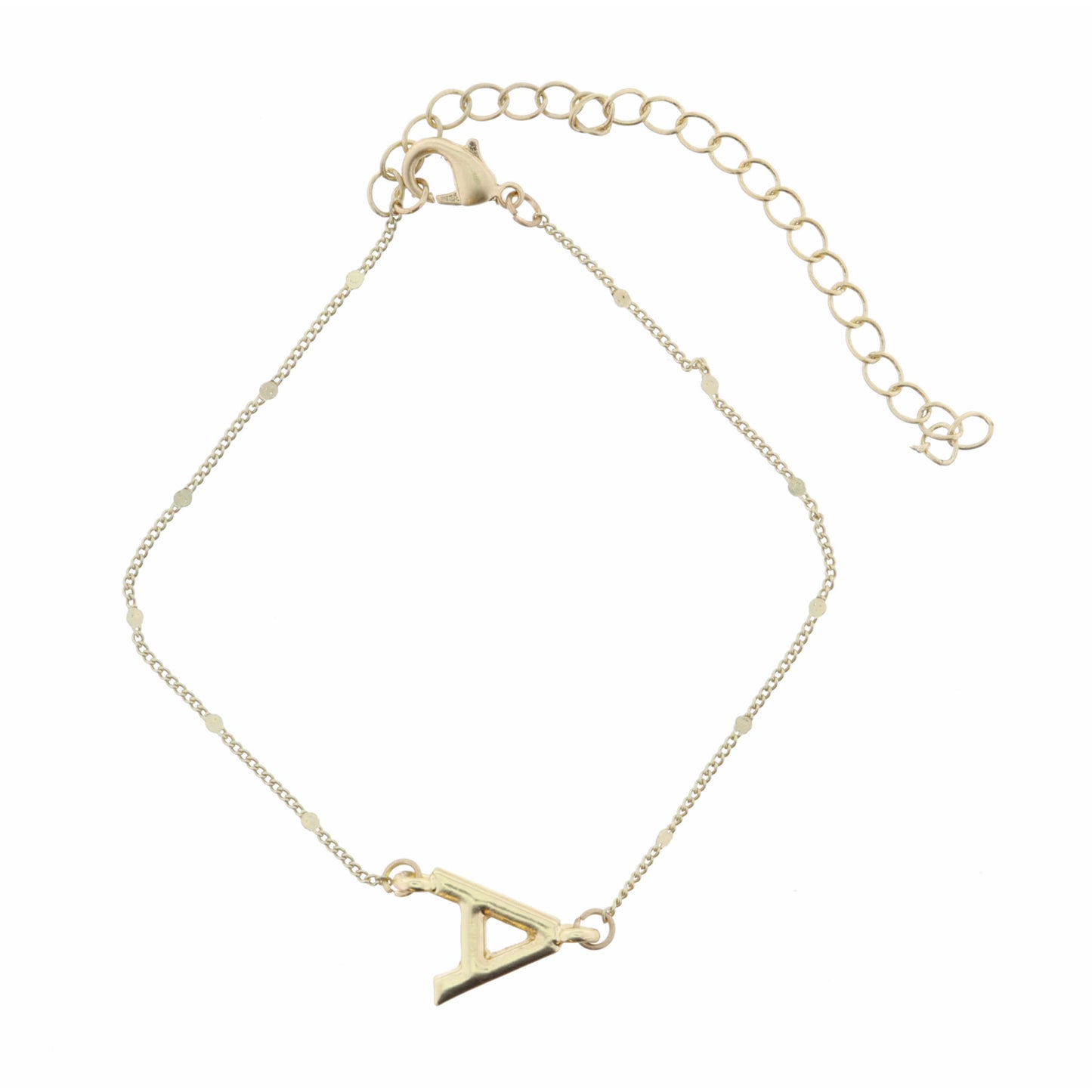 Block "A" Initial on Disc Chain Bracelet