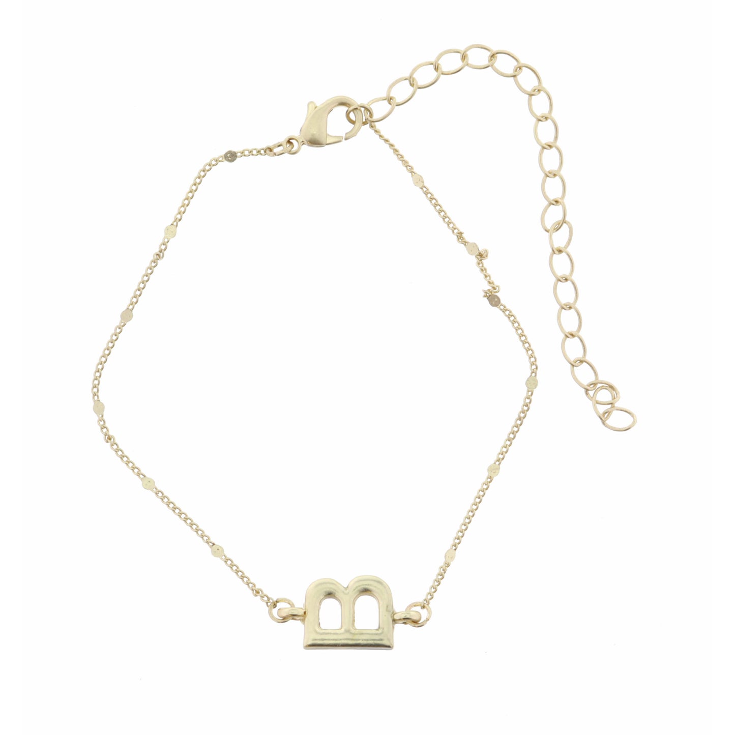 Block "B" Initial on Disc Chain Bracelet