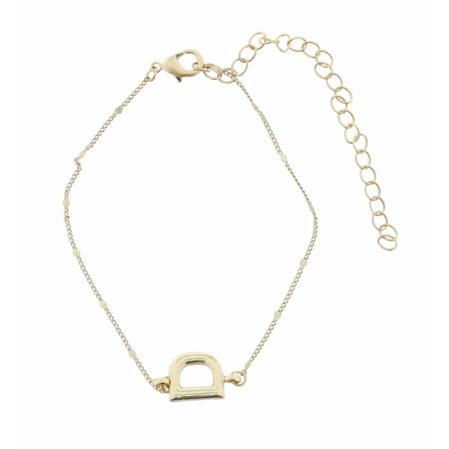 Block "D" Initial on Disc Chain Bracelet