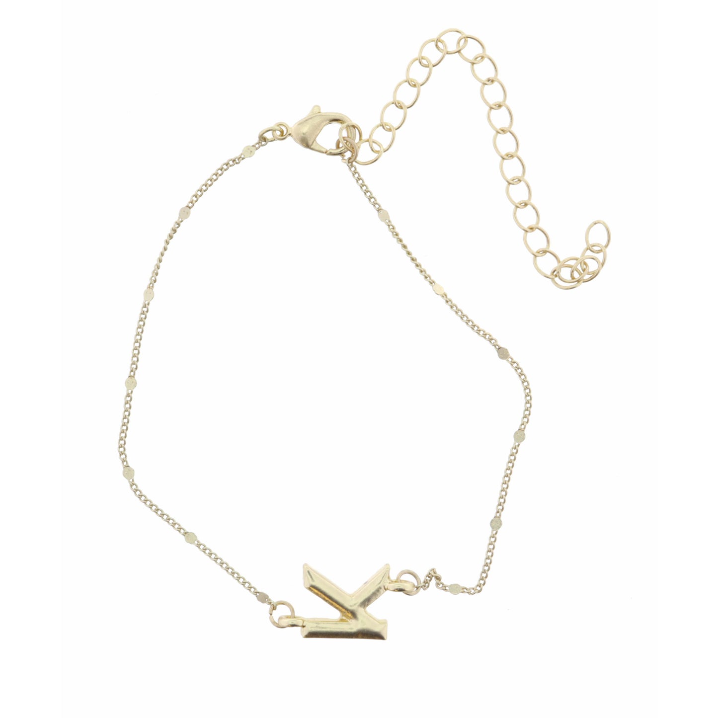 Block "K" Initial on Disc Chain Bracelet